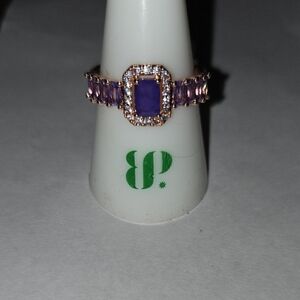 Radiant Purple Gemstone Ring with Sparkling Accents SIZE 9